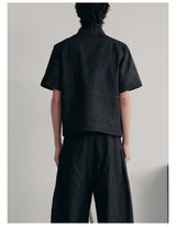 Stand Collar Denim Shirts With Pockets
