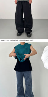 Assorted Colors Tree Cutout Knit Vest