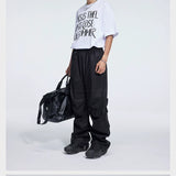 Double Pleated Zip Straight Loose Pants