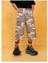 Men's Light Camo Cropped Denim Shorts