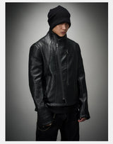 Asymmetric Wild Cowhide Leather Jacket