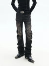 Distressed Washed Slim Curved Jeans