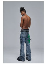 Cleanfit Green Washed Multi-pocket Straight Jeans