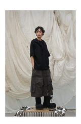 Skin-Friendly Short-Sleeve Detachable Small Hooded Tee