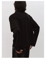 Black Boxy Fit Fake Two-Piece Polo