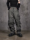 Distressed Patched Strapped Cargo Pants