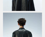Men's Distressed Cropped Leather Moto Jacket