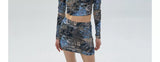 Cat Ear Print Y2K Crop Set