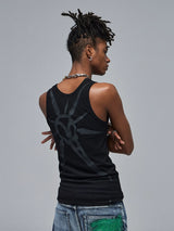 Skeleton Print Ribbed Tank Top