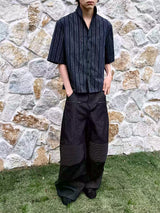 Short-Sleeve Striped Cotton Linen Shirt