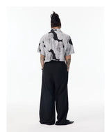 Sketch Print Hawaiian Cuban Collar Shirt