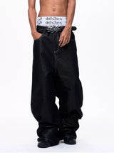 Men's Silver Multi Pocket Wide-Leg Jeans