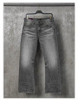 Cream Gray Washed Straight Leg Jeans