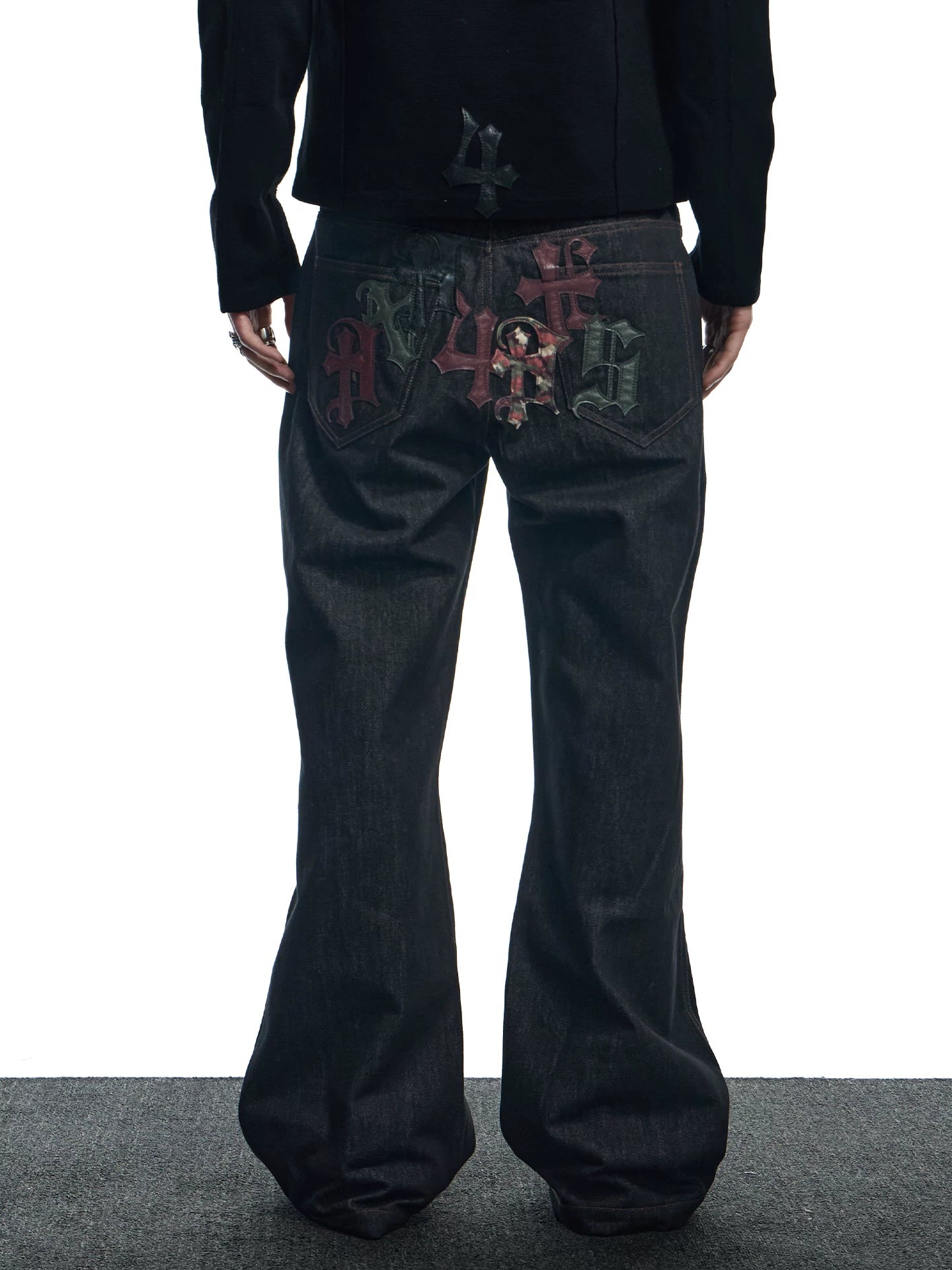 Streetwear Gothic Camo Leather Straight Jeans
