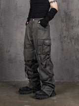 Distressed Patched Strapped Cargo Pants