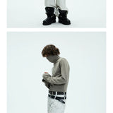 Two-color Fitted Long-sleeve Turtleneck Tee