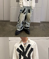 Oversized White Long-Sleeve NY Tape Shirt