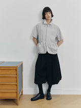 Black Pleated Leaf Jacquard Cropped Skort