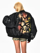 Graffiti Embroidered Printed MA1 Bomber Jacket