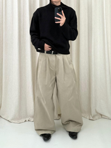Natural Wash Double Pleated Loose Pants