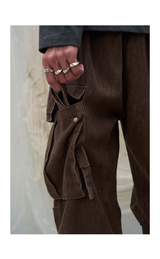 Washed Pleated Adjustable Strap Parachute Pants
