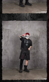 Crew Neck Distressed Raven Print Tee