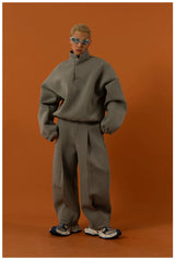 Men's Black Gray Loose Straight Sweatpants