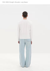 Long Sleeve Straight Shoulder Satin Tees