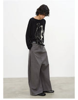 Drop Shoulder Dog Jacquard Cotton Sweater