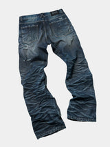 Distressed Red Selvedge Straight Jeans
