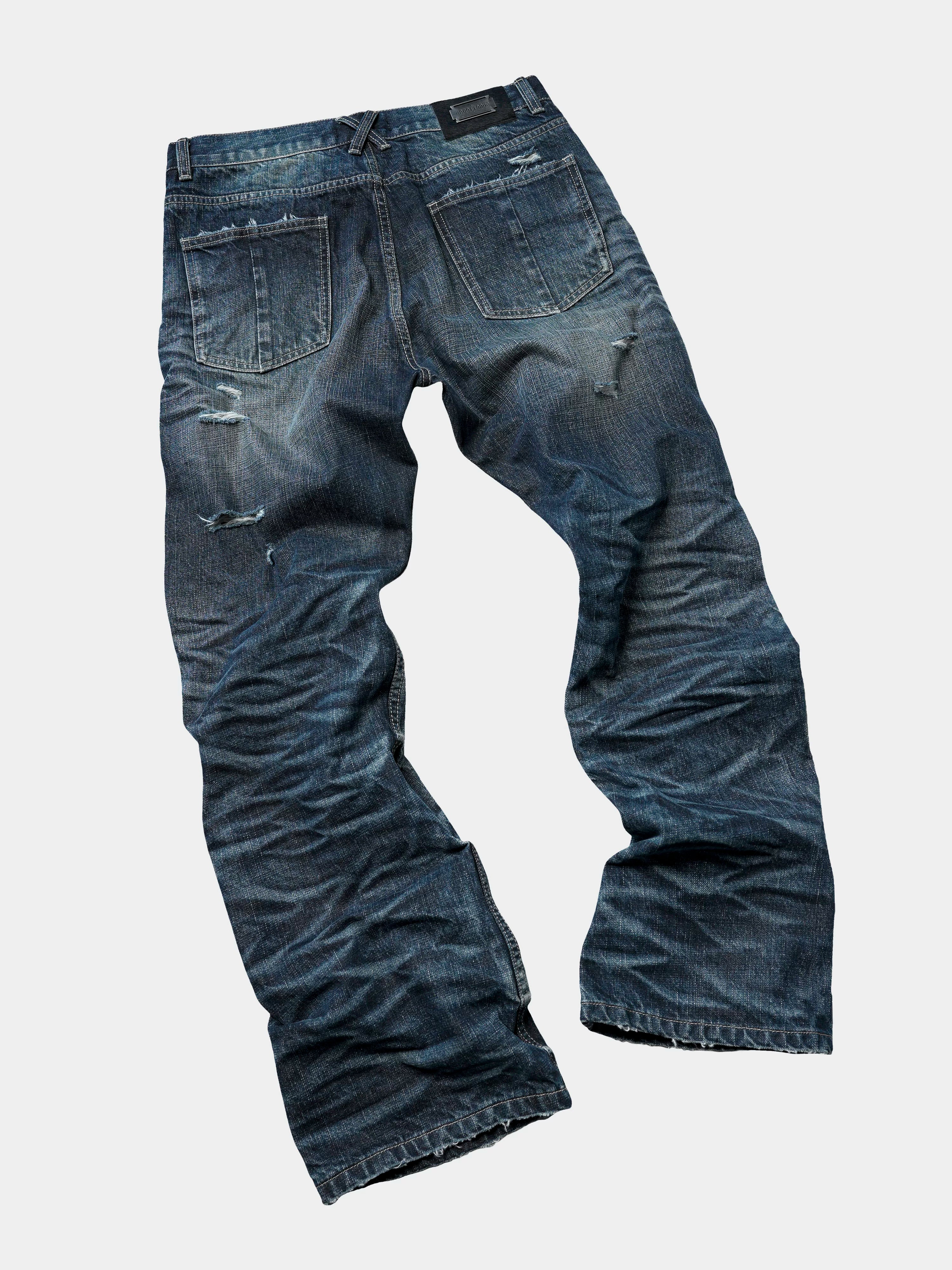 Distressed Red Selvedge Straight Jeans