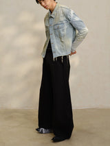Cropped Ripped Distressed Denim Jacket