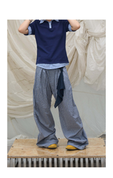 Plaid Casual Pants With Detachable Scarf