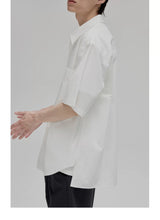 Short Sleeve Square Neck Cotton Shirt