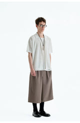 Collared Linen Blend Knit Cardigan