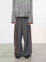 Reversible Pleated Brushed Low Rise Pants