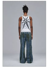 American Wide-Leg Washed Dirtyfit Jeans