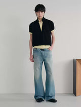 13.5oz Vintage Washed Straight Denim Jeans