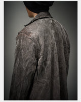 Collared Distressed Tie-dye Denim Coat