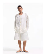 White Embroidered Long Sleeve Shirts