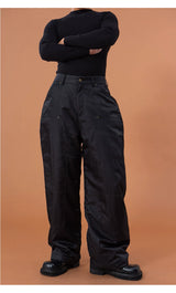 Men's Black Windproof Warm Cargo Pants
