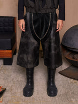 Punk Loose Leather Zippered Cropped Pants