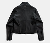 Asymmetric Wild Cowhide Leather Jacket