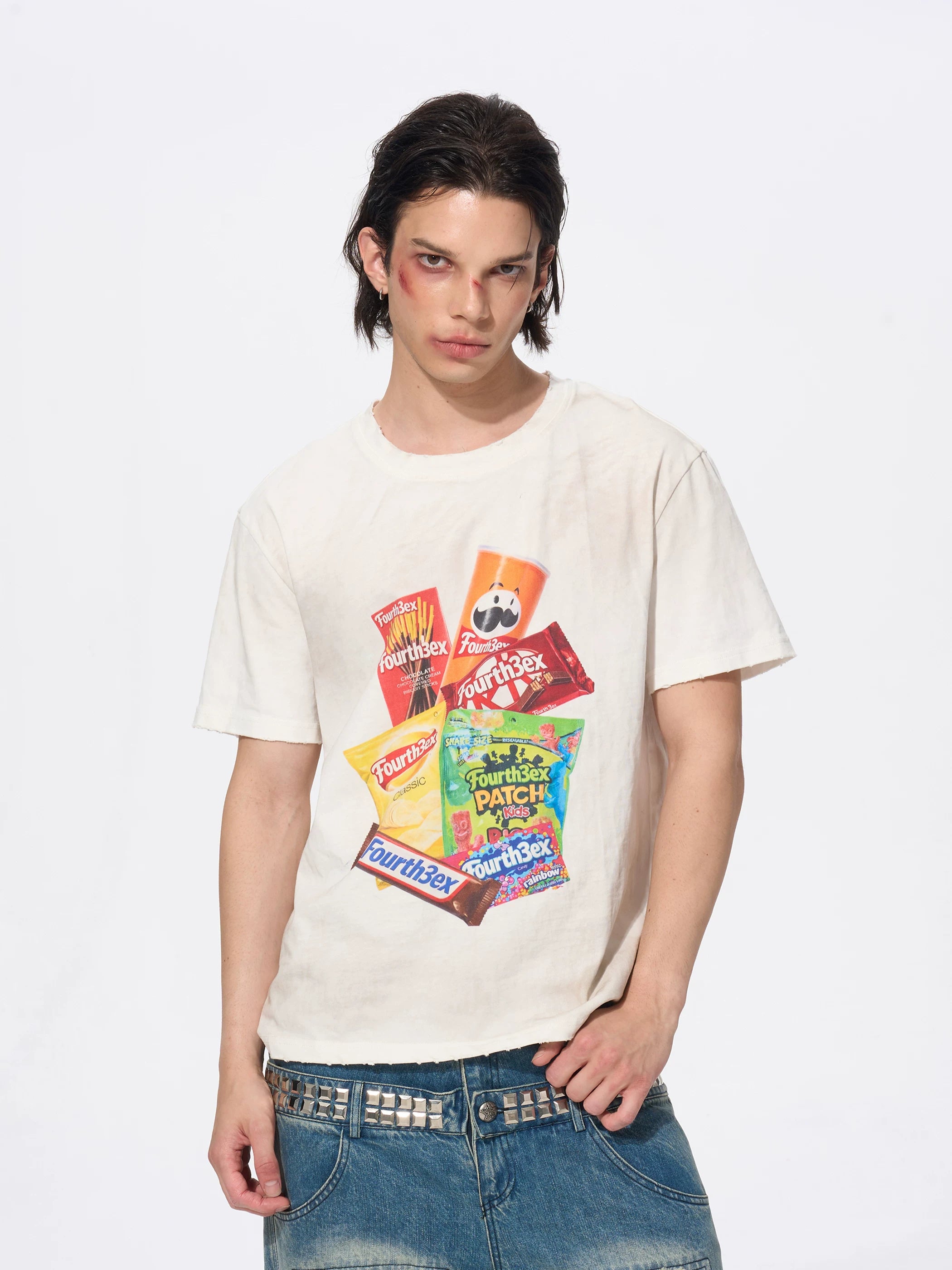 Men's Snack Print Washed Cotton Tee