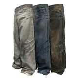 Scratched Washed Jeans With YKK Zipper