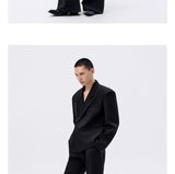 Black Herringbone Slim Flared Casual Pants