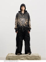 Leopard Embroidered Dual Zip Boxy Hoodie
