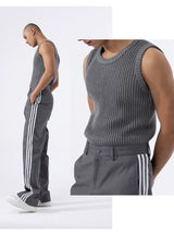 Loose Multi-color Crew Neck Sweater Vest