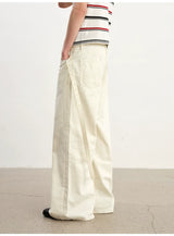 Cream Washed Straight Leg Jeans