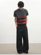 Low Rise Curved Pleated Quilted Pants